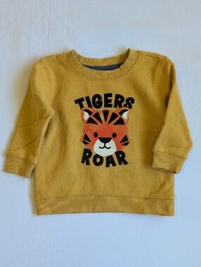 george flocked graphic tiger crewneck sweatshirt yellow 6-12 months baby boy